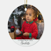 メリークリスマスシンプルパーソナライズされた セラミックオーナメント (左)