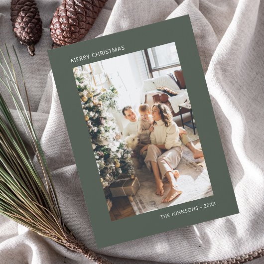 メリークリスマスシンプルフォトグリーン シーズンカード