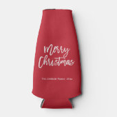 メリークリスマスシンプルボトルレッドクール ボトルクーラー (正面)