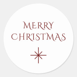 メリークリスマスシンプルミニマルレッドスノーフレーク ラウンドシール