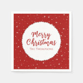 メリークリスマスシンプルミニマル書道赤 スタンダードカクテルナプキン (正面)