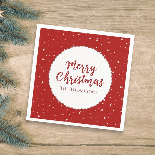 メリークリスマスシンプルミニマル書道赤 スタンダードカクテルナプキン