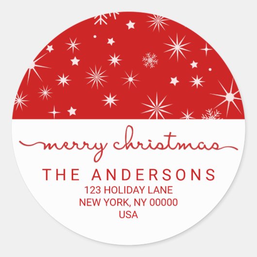 メリークリスマスシンプル差出人住所 ラウンドシール (正面)