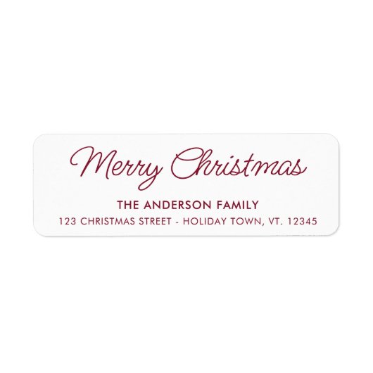 メリークリスマスシンプル差出人住所 ラベル (正面)