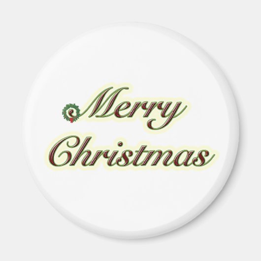 メリークリスマスシンプル文字とリース マグネット (正面)