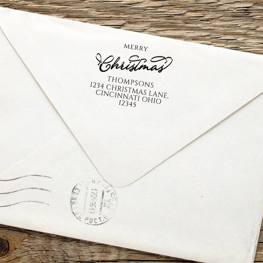 メリークリスマスシンプル書道差出人住所 セルフインキングスタンプ