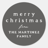 メリークリスマスシンプル石板素朴な灰色の休日 ラウンドシール (正面)