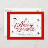 メリークリスマスシンプル赤と白 ポストカード (正面/裏面)