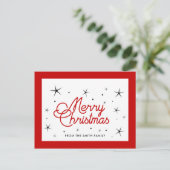 メリークリスマスシンプル赤と白 ポストカード (スタンド正面)