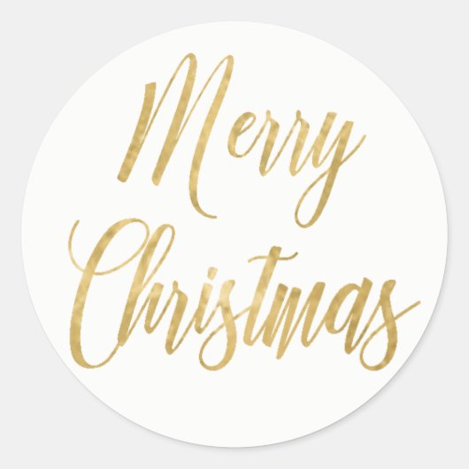 メリークリスマスシンプル金ゴールドエレガント ラウンドシール (正面)