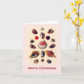 メリークリスマスシーシェルズピンクのグリーティングカード カード (黄色い花)