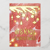 メリークリスマスシーズンフェスティバルレッドグリッター金ゴールド 箔シーズンカード (正面)