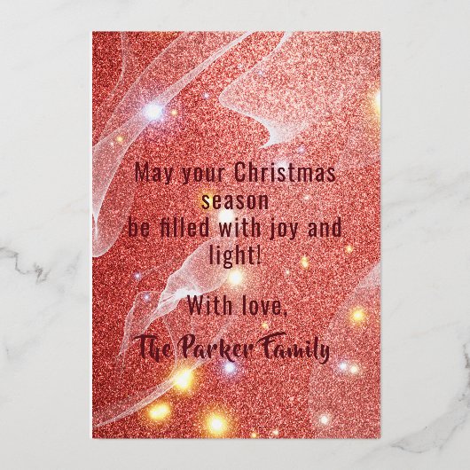 メリークリスマスシーズンフェスティバルレッドグリッター金ゴールド 箔シーズンカード (裏面)