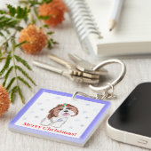 メリークリスマスシーズー(犬)ズウィズスノーフレーク キーホルダー (正面右)