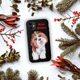 メリークリスマスシーズー（犬）ズウィズスノーフレーク iPhone 11 ケース