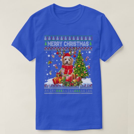 メリークリスマスシーズー(犬)TzuサンタクリスマスツリーLights Ug Tシャツ (デザイン正面)