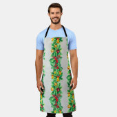 メリークリスマスシームレスパターンとガーランド。和和 エプロン (着用した状態)