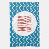 メリークリスマスシームレスパターンブルーテクスチャ キッチンタオル (縦)