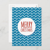 メリークリスマスシームレスパターンブルーテクスチャ シーズンポストカード (正面/裏面)