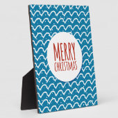 メリークリスマスシームレスパターンブルーテクスチャ フォトプラーク (側面)