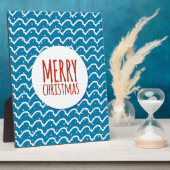 メリークリスマスシームレスパターンブルーテクスチャ フォトプラーク (側面)