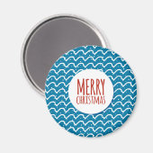 メリークリスマスシームレスパターンブルーテクスチャ マグネット (正面/裏面)