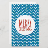 メリークリスマスシームレスパターンブルーテクスチャ 便箋 (正面/裏面)