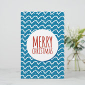 メリークリスマスシームレスパターンブルーテクスチャ 便箋 (スタンド正面)