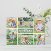 メリークリスマスジモダンェイドグリーンフォトコラージュ シーズンカード (スタンド正面)