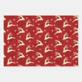 メリークリスマスジャンピングトナカイ白赤 ラッピングペーパーシート (正面3)