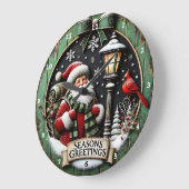 メリークリスマスジャーニーサンタバックパックの壁 ラージ壁時計 (傾斜)