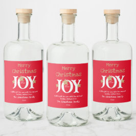 メリークリスマスジョイギフト名前かわいい赤 リキュールボトルラベル