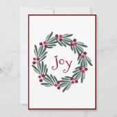 メリークリスマスジョイタイポグラフィリースホリデーカード シーズンカード (正面)