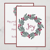 メリークリスマスジョイタイポグラフィリースホリデーカード シーズンカード (正面/裏面)