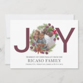 メリークリスマスジョイプラムリースフォトカード シーズンカード (正面)