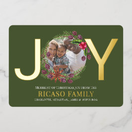 メリークリスマスジョイリースフォトカード 箔シーズンカード