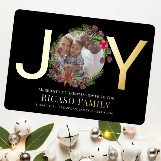メリークリスマスジョイリースフォトカード 箔シーズンカード