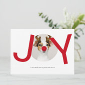 メリークリスマスジョイレッドフォトカード 招待状 (スタンド正面)