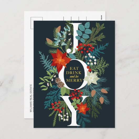 メリークリスマスジョイ企業のグリーティング シーズンポストカード (正面/裏面)