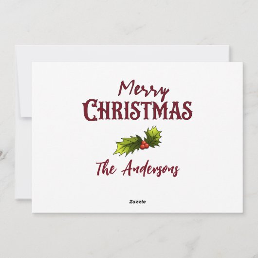 メリークリスマスジョイ可愛いフランスのブルドッグホリー シーズンカード (裏面)