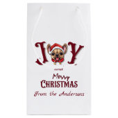 メリークリスマスジョイ可愛いフランスのブルドッグホリー スモールペーパーバッグ (裏面)