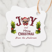 メリークリスマスジョイ可愛いフランスのブルドッグホリー フェイバータグ (裏面)