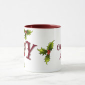 メリークリスマスジョイ可愛いフランスのブルドッグホリー マグカップ (中央)