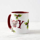 メリークリスマスジョイ可愛いフランスのブルドッグホリー マグカップ (正面左)