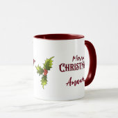 メリークリスマスジョイ可愛いフランスのブルドッグホリー マグカップ (正面右)