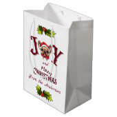 メリークリスマスジョイ可愛いフランスのブルドッグホリー ミディアムペーパーバッグ (裏面アングル)