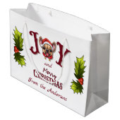 メリークリスマスジョイ可愛いフランスのブルドッグホリー ラージペーパーバッグ (裏面アングル)