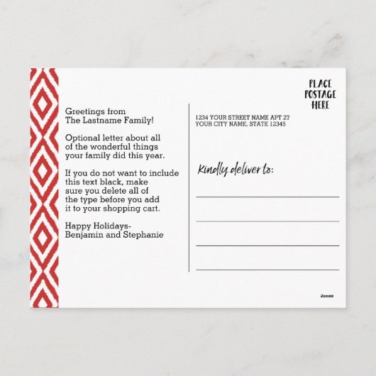 メリークリスマスジョイ - 1枚の写真とホリデーグリーティング シーズンポストカード (裏面)