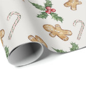 メリークリスマスジンジャーパンクリスマスホリー ラッピングペーパー (ロールコーナー)