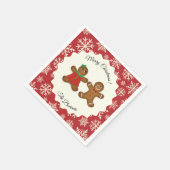 メリークリスマスジンジャーブレッドカップル紙ナプキンス スタンダードカクテルナプキン (角)
